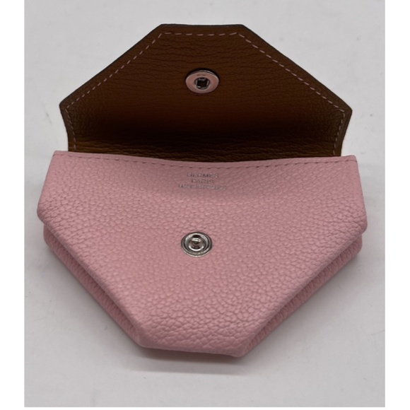 Hermes 24 Verso Mysore Goatskin Change Purse w/ Palladium Plated Snap in Pink - Picture 5 of 7
